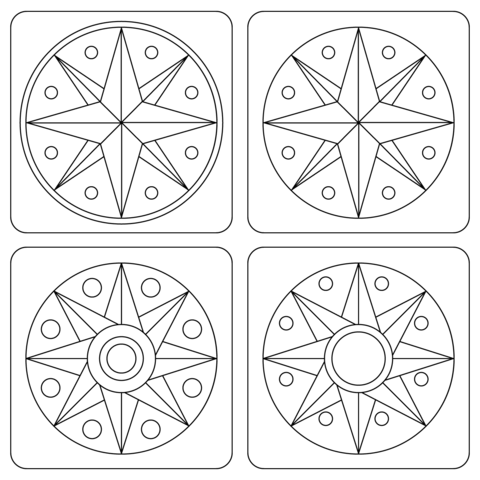 Pennsylvania Dutch Hex Signs Coloring Page